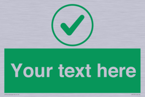 Custom green background, green tick in circle sign